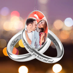 Photo personnalisée Couple bagues en argent ornements acryliques