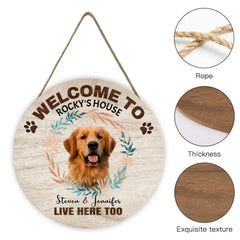 Panneau de porte en bois personnalisé - Photo personnalisée Bienvenue dans ma maison - Cadeau pour les amoureux des animaux de compagnie