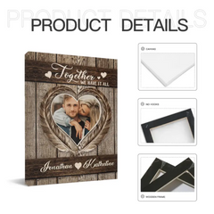 Art mural personnalisé sur toile pour couples - Ensemble, nous avons tout