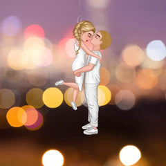 Ornement acrylique personnalisé - Couple câlin