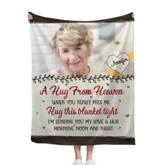 Couverture polaire personnalisée avec photo personnalisée - Cadeau commémoratif, un câlin du ciel