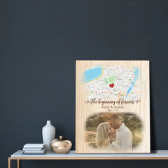 Couple personnalisé personnalisé Photo toile mur Art-le début de toujours, cadeau pour mari femme