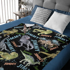 Couverture personnalisée personnalisée avec nom - Cadeau pour tout-petit garçon, anniversaire de Noël Dino Lover