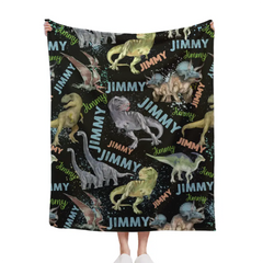 Couverture personnalisée personnalisée avec nom - Cadeau pour tout-petit garçon, anniversaire de Noël Dino Lover