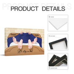 Art mural personnalisé en toile de couple - Restons au lit