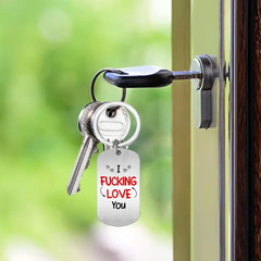 Porte-clés aluminium photo de couple personnalisé personnalisé - Je t'aime