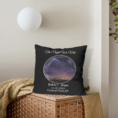 Sous ce ciel, tout a commencé - Téléchargement de photos personnalisées Oreiller de carte d'étoiles du ciel personnalisé