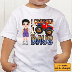 J’ai écrasé 100 jours - T-shirt personnalisé pour jeunes - Cadeau pour les enfants, les membres de la famille