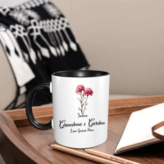Fleurs de naissance du jardin de grand-mère - Cadeau de tasse d’accent personnalisé pour grand-mère, maman