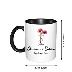 Fleurs de naissance du jardin de grand-mère - Cadeau de tasse d’accent personnalisé pour grand-mère, maman