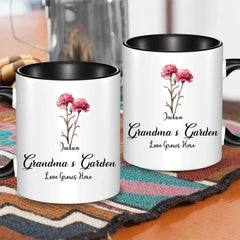 Fleurs de naissance du jardin de grand-mère - Cadeau de tasse d’accent personnalisé pour grand-mère, maman