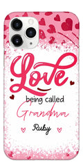 L'amour s'appelle Grandma Pink Heart Grandma Nana With Kids Coque De Téléphone Personnalisée