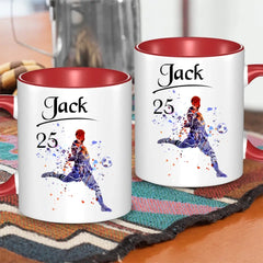 Tasse personnalisée avec nom personnalisé pour joueur de football, cadeau de sport pour petit-fils, petit-ami, papa, mari