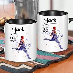 Tasse personnalisée avec nom personnalisé pour joueur de football, cadeau de sport pour petit-fils, petit-ami, papa, mari