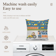 Oreiller photo personnalisé personnalisé - Boy Loves Trucks And Digs Books