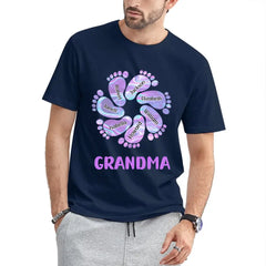 T-shirt unisexe personnalisé personnalisé pour la famille - Cadeau d'anniversaire pour grand-mère, le bonheur est d'être une grand-mère