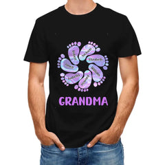 T-shirt unisexe personnalisé personnalisé pour la famille - Cadeau d'anniversaire pour grand-mère, le bonheur est d'être une grand-mère