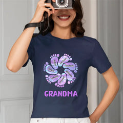 T-shirt unisexe personnalisé personnalisé pour la famille - Cadeau d'anniversaire pour grand-mère, le bonheur est d'être une grand-mère