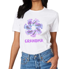T-shirt unisexe personnalisé personnalisé pour la famille - Cadeau d'anniversaire pour grand-mère, le bonheur est d'être une grand-mère