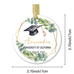Ornement en céramique souvenir personnalisé de remise des diplômes - Cadeau de remise des diplômes personnalisé