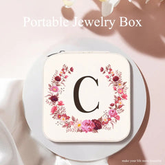 Étui à bijoux de voyage personnalisé avec initiale pour femme - Cadeau pour maman
