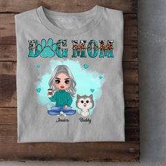 Aquarelle Chiens mignons Sarcelle et Léopard Chien Maman Chemise personnalisée