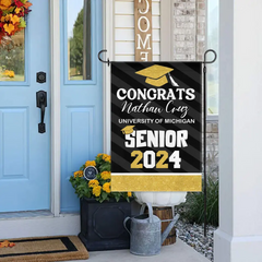 Personalized Graduation Garden Flag | Class of 2025 Senior Gift | Custom Name & School