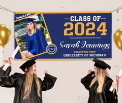 Class of 2024 Graduation Banner, Personalized Graduation Gift, Graduation Party Decorations, Custom School And Photo