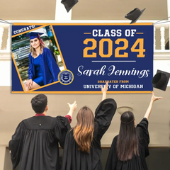Class of 2024 Graduation Banner, Personalized Graduation Gift, Graduation Party Decorations, Custom School And Photo