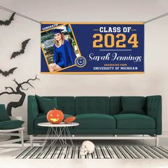 Class of 2024 Graduation Banner, Personalized Graduation Gift, Graduation Party Decorations, Custom School And Photo