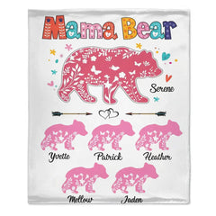 Couverture colorée personnalisée Mama Bear - Meilleur cadeau pour la mère