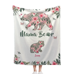 Couverture personnalisée de fleurs tropicales Mama Bear avec nom - Meilleur cadeau pour la mère