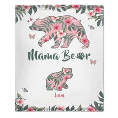 Couverture personnalisée de fleurs tropicales Mama Bear avec nom - Meilleur cadeau pour la mère