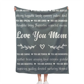 Couverture personnalisée pour la fête des mères, Love You Mom, remplie de mots d'amour et d'appréciation de la part de son fils ou de sa fille