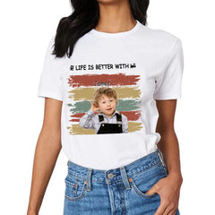 T-shirt unisexe photo personnalisé personnalisé - La vie est meilleure avec les petits-enfants Pet