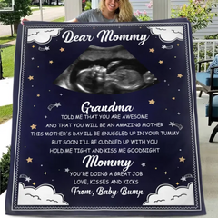 Photo personnalisée Hold Me Close To You - Couverture bleue personnalisée pour la famille - Cadeau de baby shower