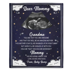 Photo personnalisée Hold Me Close To You - Couverture bleue personnalisée pour la famille - Cadeau de baby shower