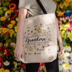 Sac zippé personnalisé avec abeilles de jardin pour grand-mère