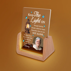 Photo personnalisée You Are Not Alone - Veilleuse LED personnalisée en forme de mémorial - Cadeau de sympathie pour les membres de la famille
