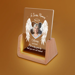Cadeau de sympathie – Photo personnalisée, votre lumière brillera toujours dans mon cœur – Veilleuse LED personnalisée en forme de mémorial