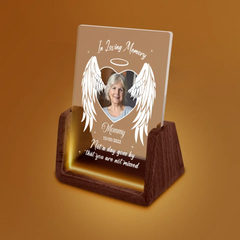 Cadeau de sympathie – Photo personnalisée, votre lumière brillera toujours dans mon cœur – Veilleuse LED personnalisée en forme de mémorial