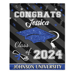 Couverture Félicitations personnalisées Classe de 2024 Glitter Hat Graduation