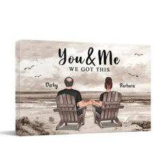 Art mural en toile personnalisé - Couple Beach Landscape Rétro vintage, Cadeau d’anniversaire pour couple