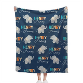 Couverture personnalisée pour bébé éléphant garçon, cadeau de nom personnalisé pour les enfants