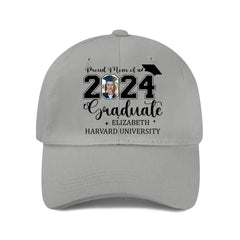 Casquette de baseball personnalisée fière maman papa d'une casquette de baseball diplômée 2024 - Photo personnalisée