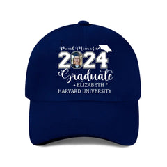 Casquette de baseball personnalisée fière maman papa d'une casquette de baseball diplômée 2024 - Photo personnalisée