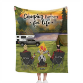 Couverture de camping personnalisée personnalisée - Parents jusqu’à 3 enfants - Idée cadeau pour toute la famille