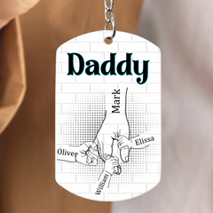 Cadeau pour papa – Soyez en sécurité, les enfants se tiennent la main en acier inoxydable.