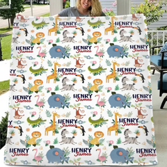 Livraison gratuite✈️Couverture personnalisée avec nom d'animaux souriants