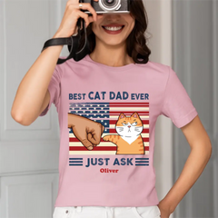Chemise personnalisée - Best Cat Dad Ever Nation Flag Fist Bump